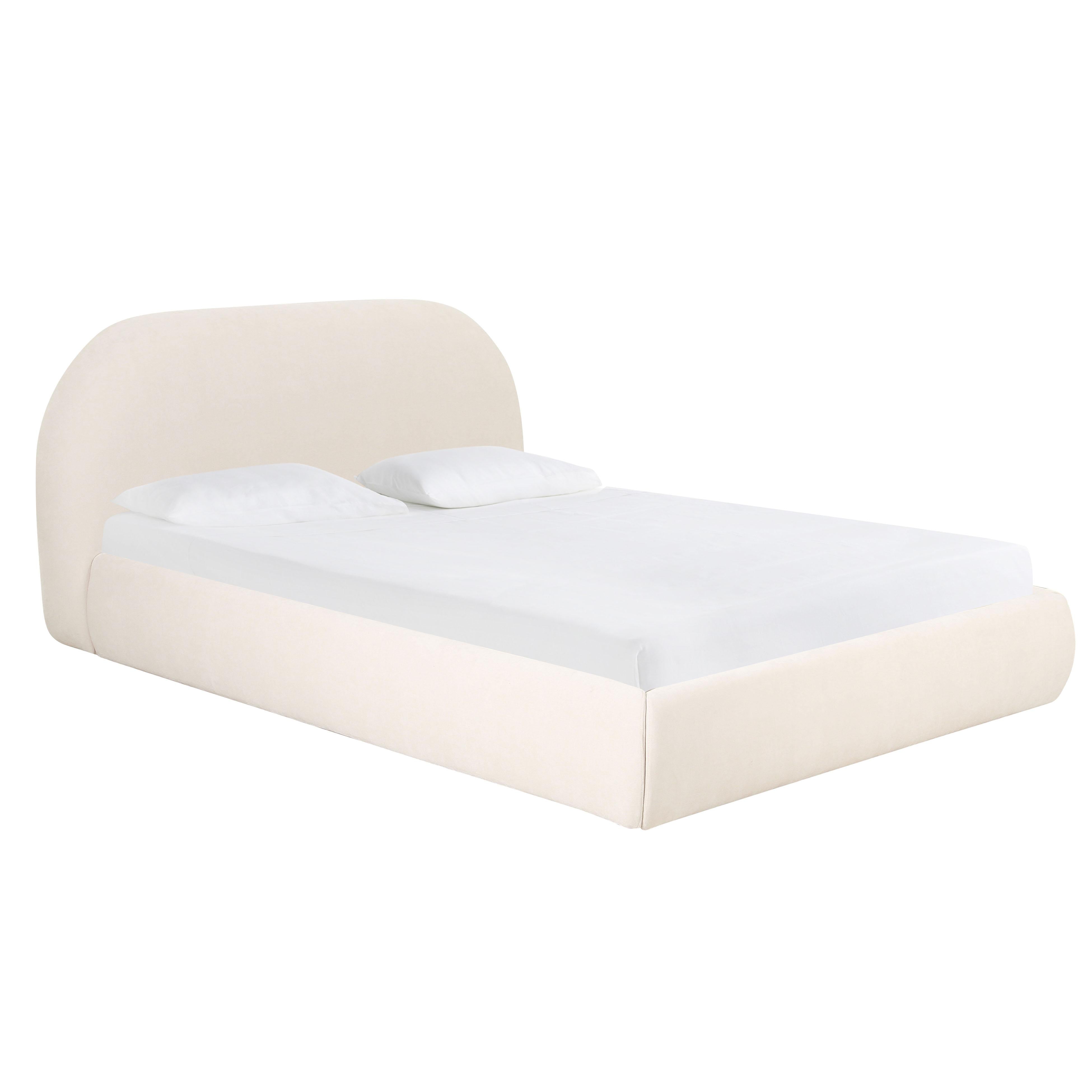 Bara Cream Textured Velvet Bed TOV Furniture