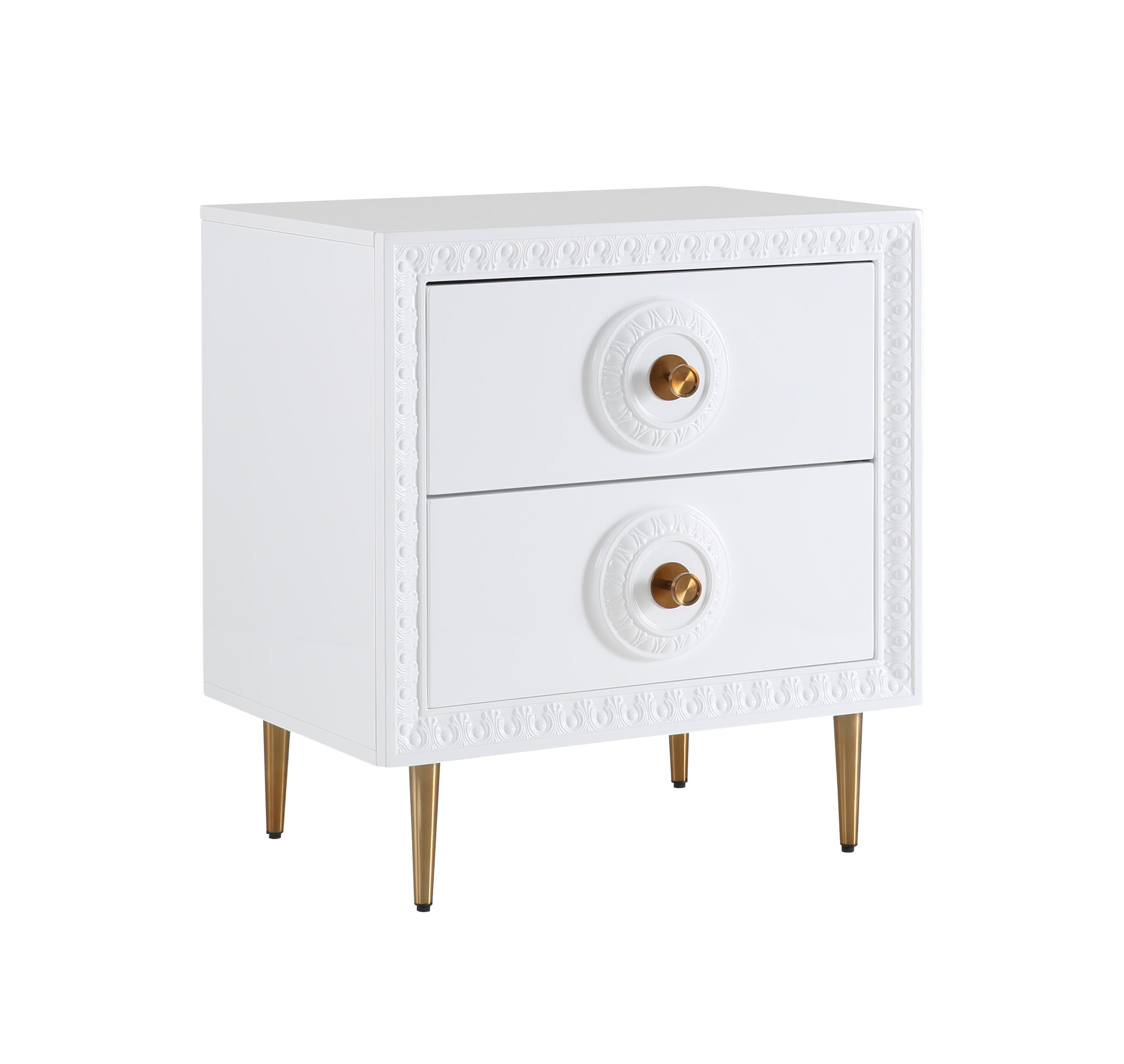 Bovey White Lacquer Side Table TOV Furniture