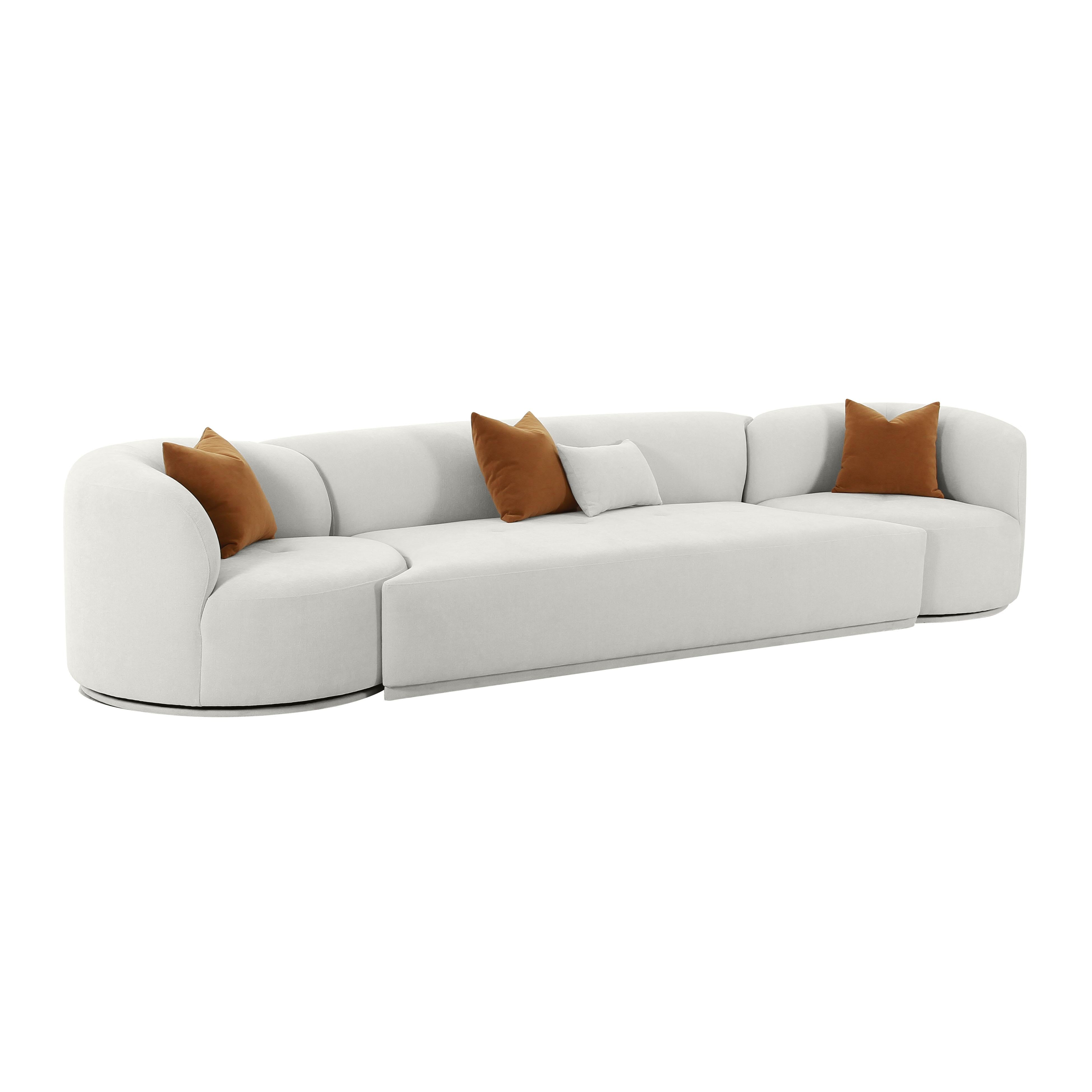 Velvet Sofa Furniture Modular Fickle TOV 3-Piece Grey –