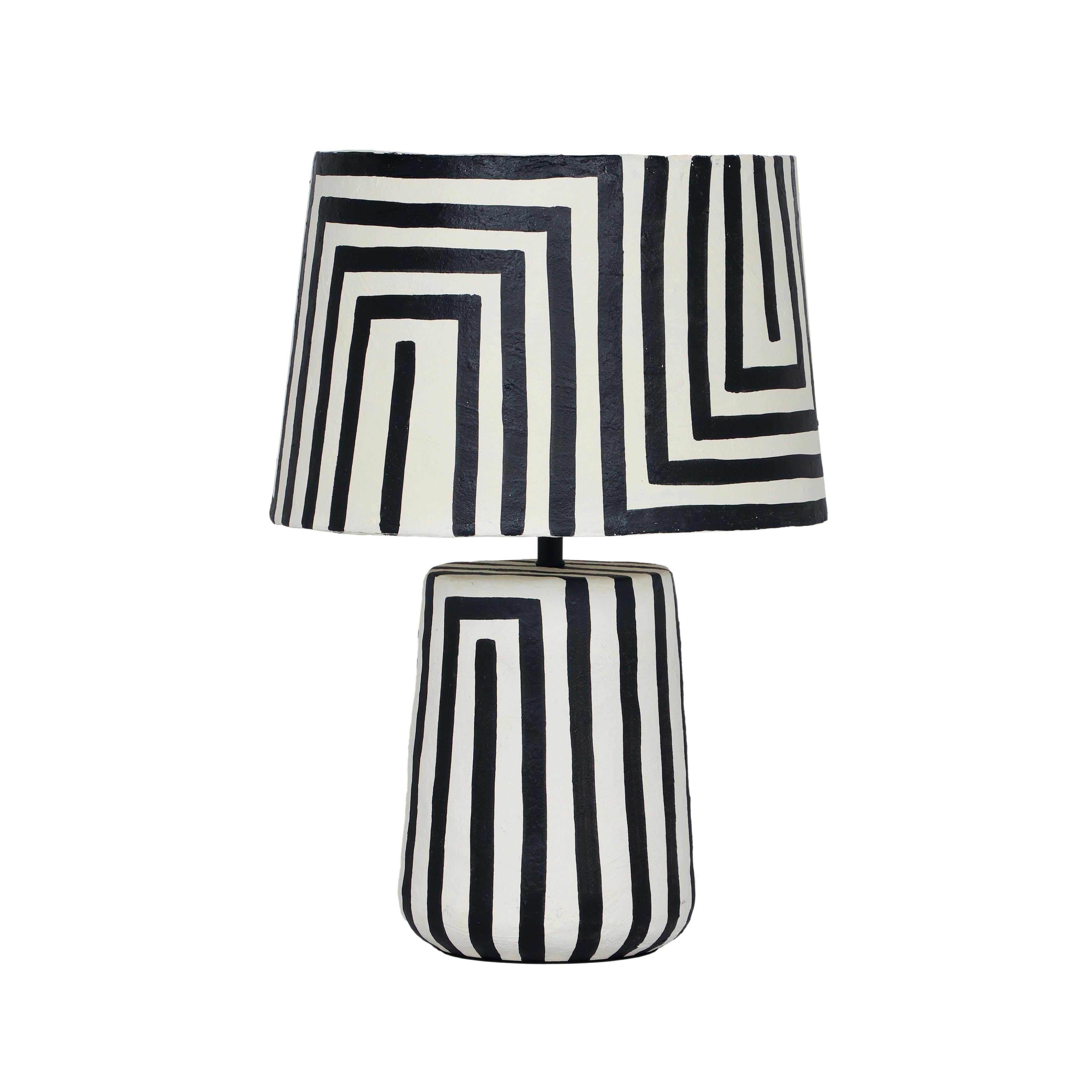 Minori Black Striped Papier Mache Table Lamp TOV Furniture