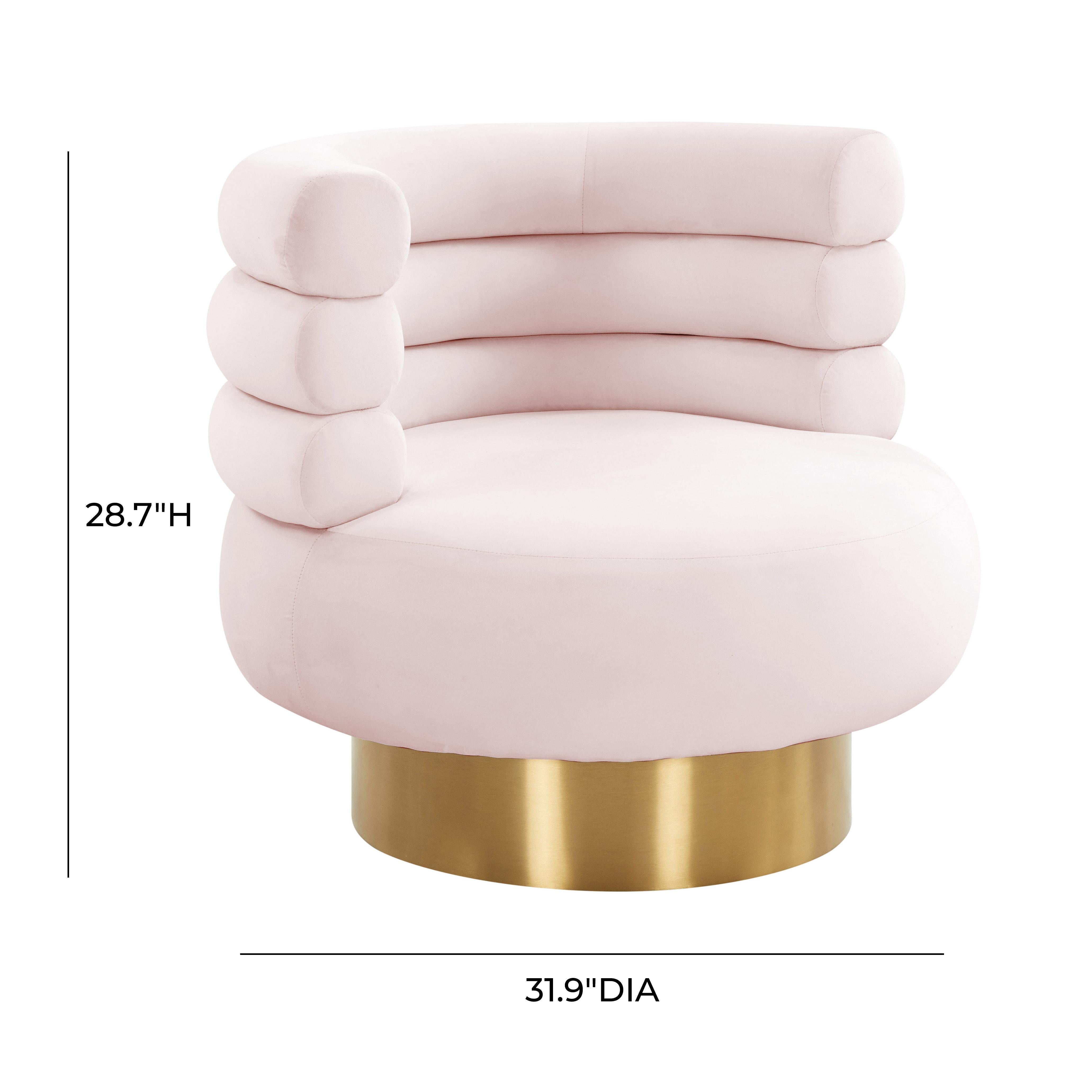 Blush velvet top swivel chair