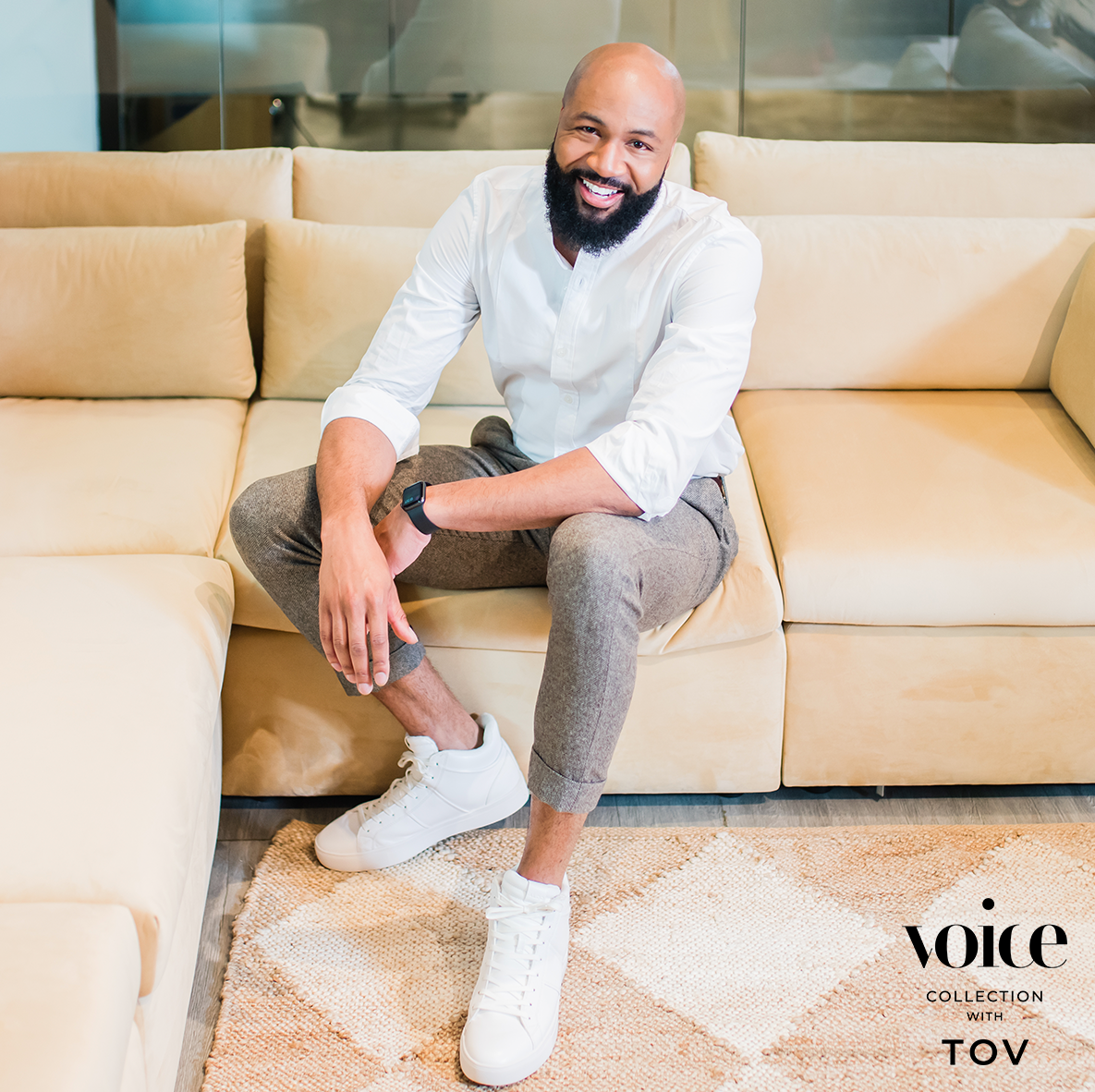 Jessie Champagne Velvet Modular Ottoman TOV Furniture